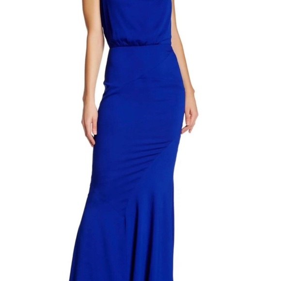 Nicole Miller | Cowl Neck Gown in Royal Blue - Picture 6 of 11